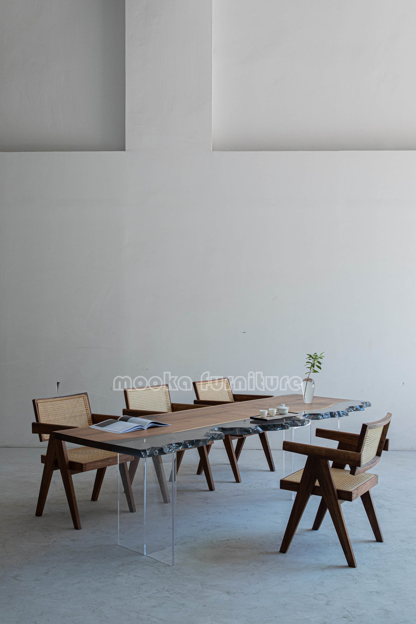 Resin Wood Dining Table - MOOKAFURNITURE