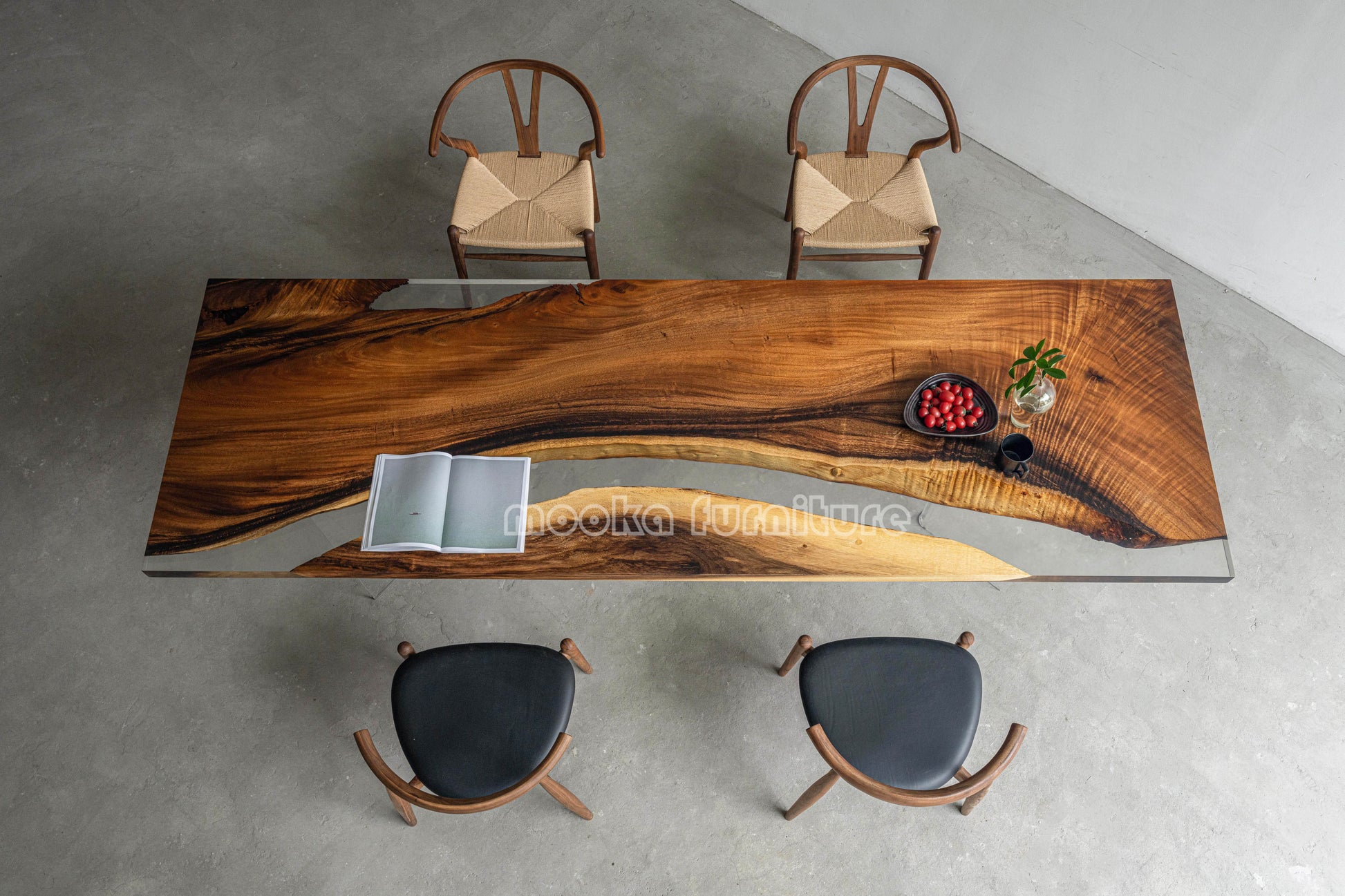 Resin Wood Dining Table - MOOKAFURNITURE