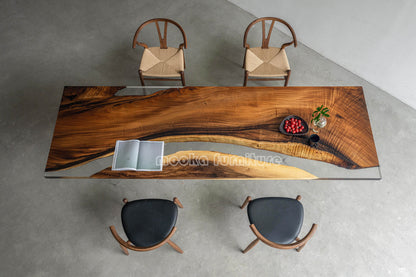 Resin Wood Dining Table - MOOKAFURNITURE