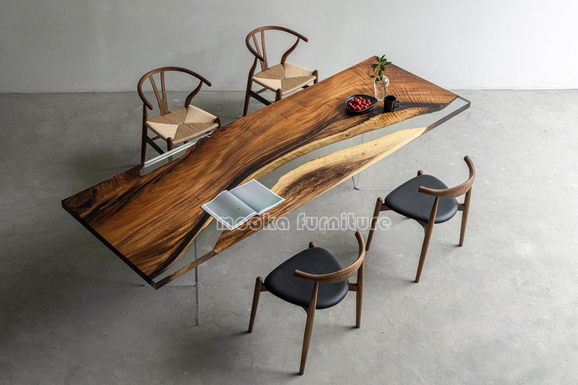 Resin Wood Dining Table - MOOKAFURNITURE