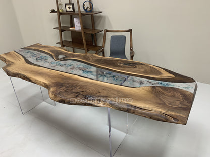 Resin Wood Dining Table - MOOKAFURNITURE