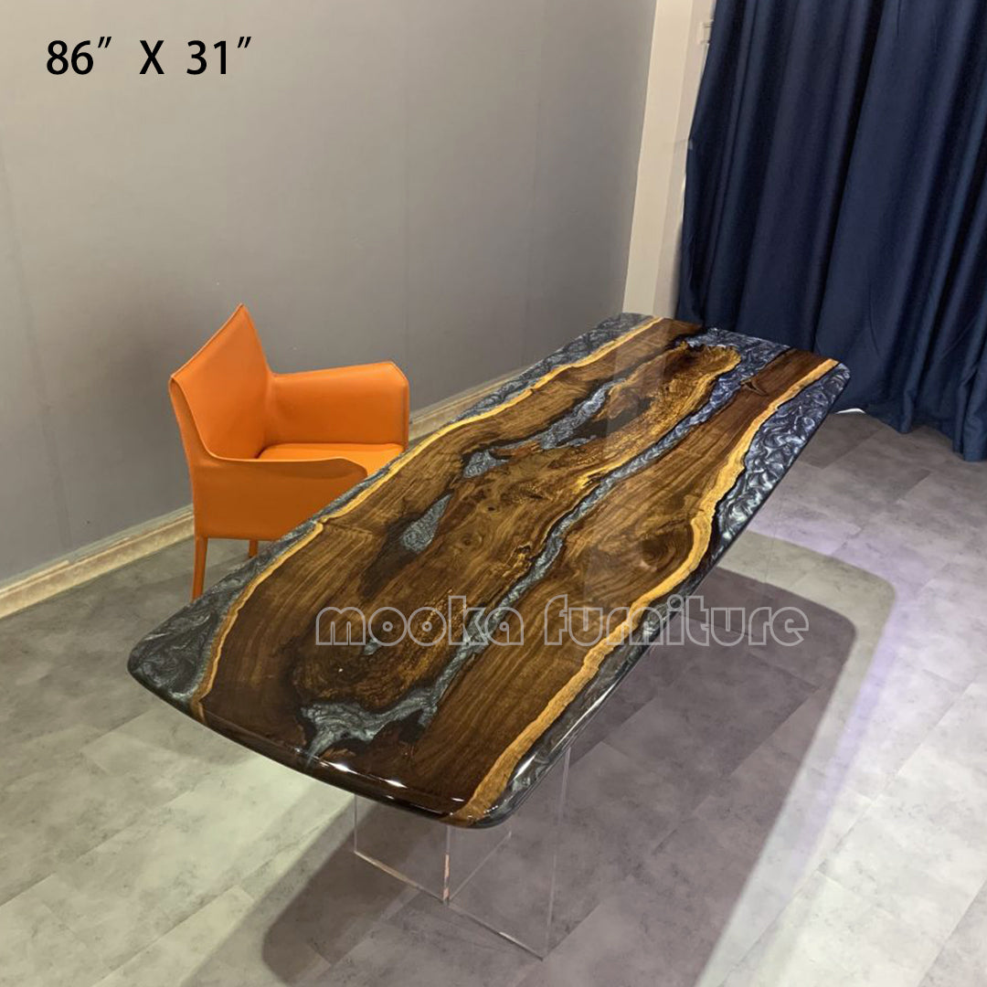 Resin Wood Dining Table - MOOKAFURNITURE