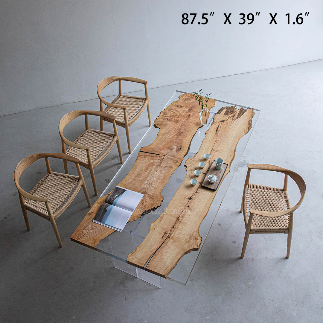 Resin Wood Dining Table - MOOKAFURNITURE