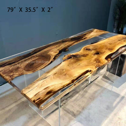 Resin Wood Dining Table - MOOKAFURNITURE