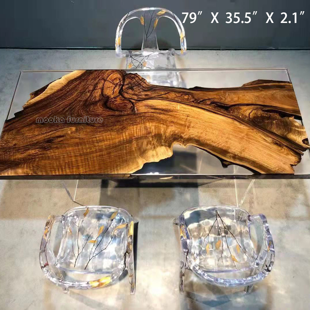 Resin Wood Dining Table - MOOKAFURNITURE