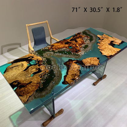 Resin Wood Dining Table - MOOKAFURNITURE