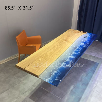 Resin Wood Dining Table - MOOKAFURNITURE