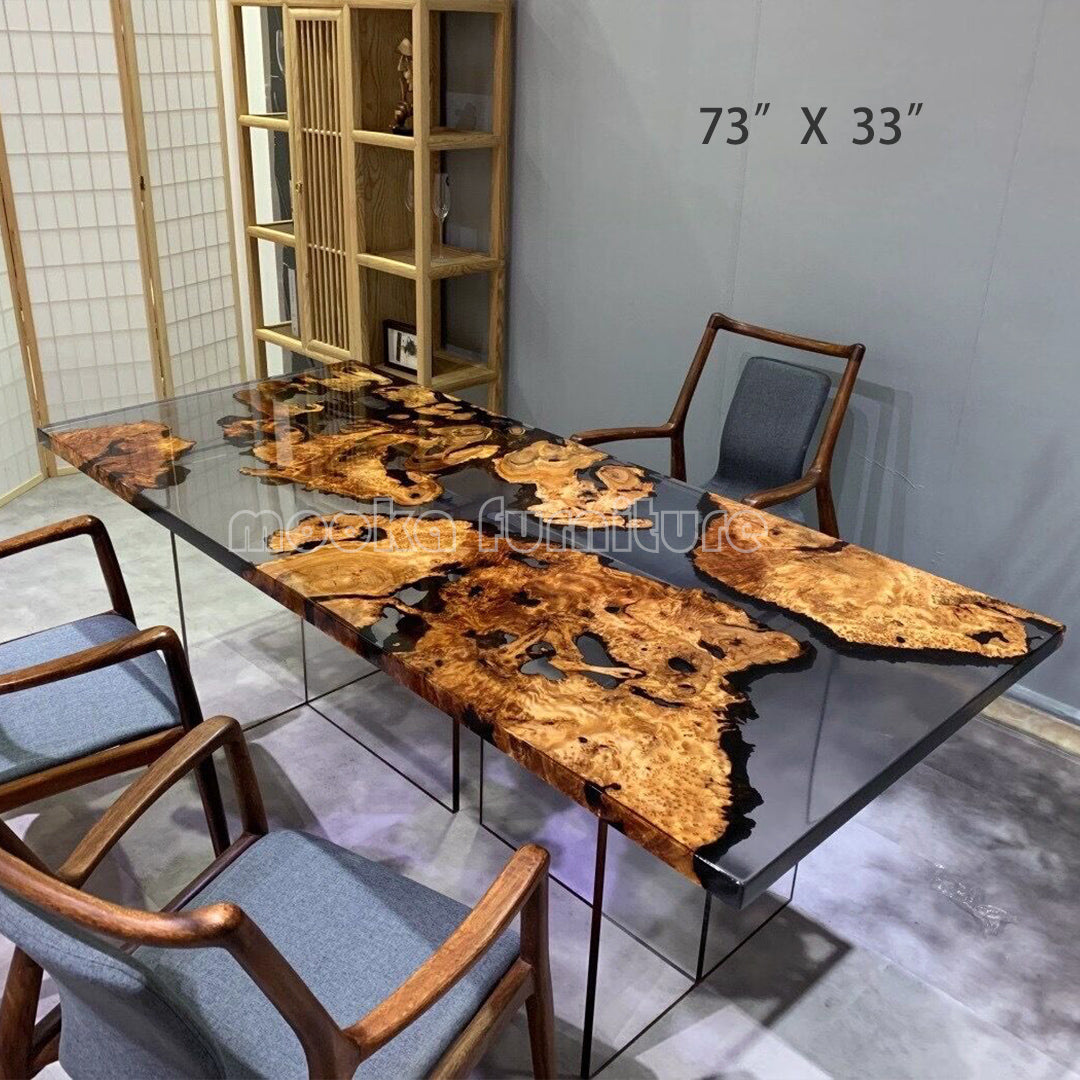 Resin Wood Dining Table - MOOKAFURNITURE