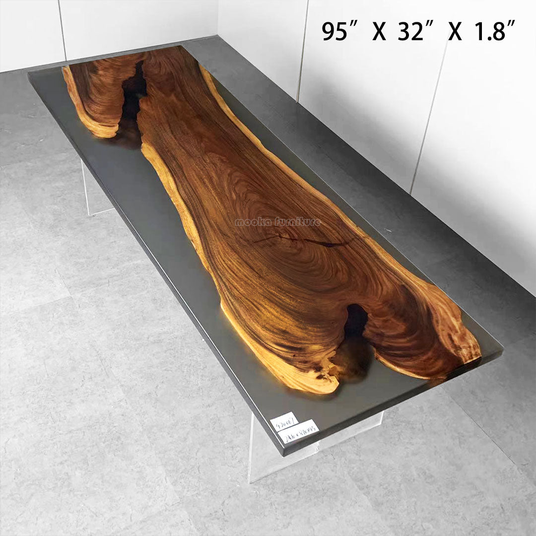 Resin Wood Dining Table - MOOKAFURNITURE