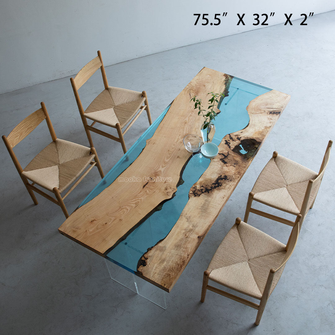 Resin Wood Dining Table - MOOKAFURNITURE