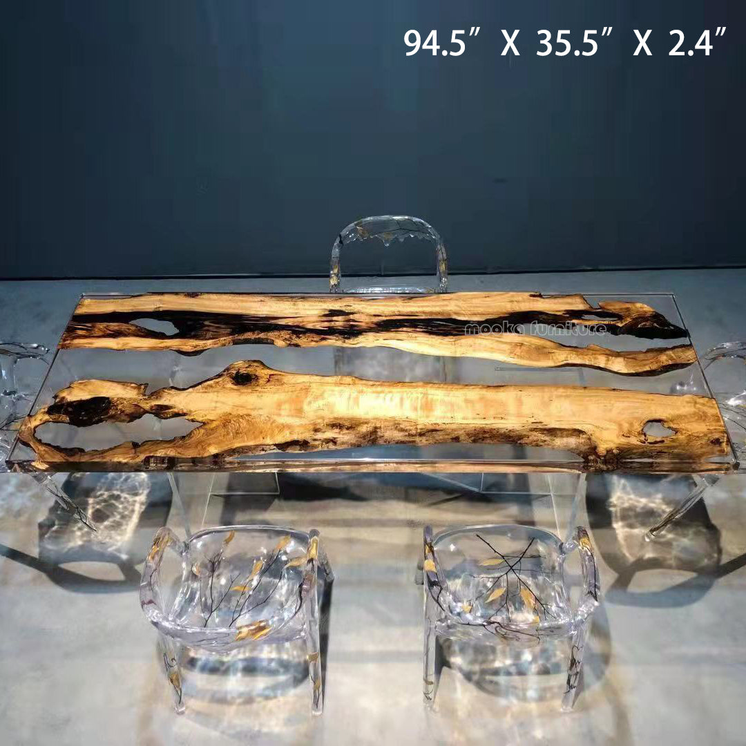 Resin Wood Dining Table - MOOKAFURNITURE