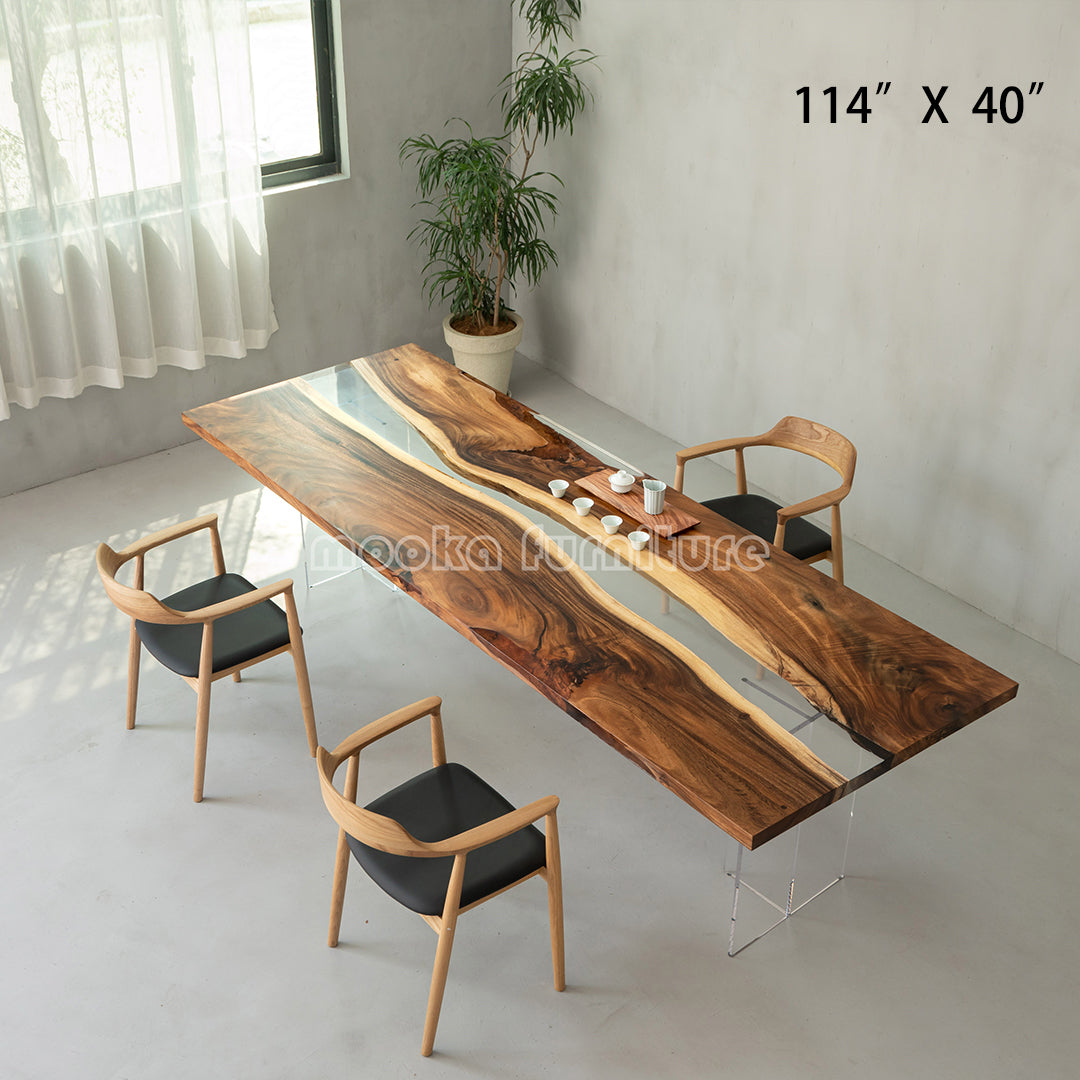 Resin Wood Dining Table - MOOKAFURNITURE