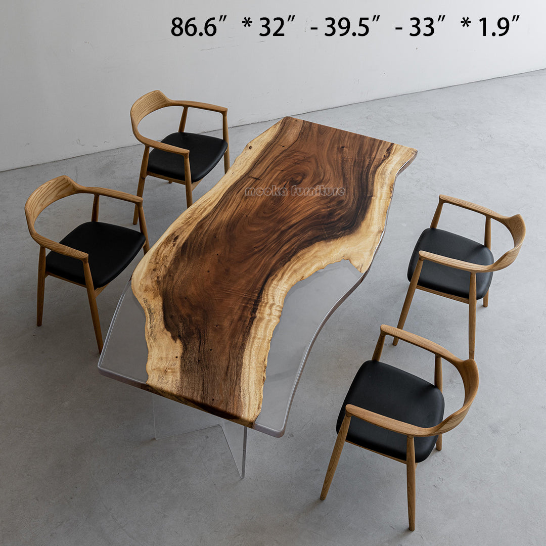 Resin Wood Dining Table - MOOKAFURNITURE