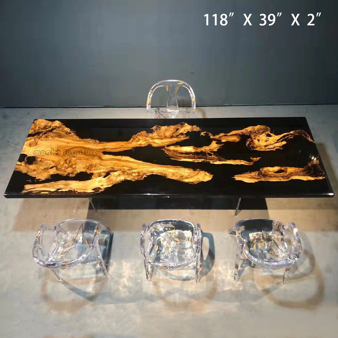 Resin Wood Dining Table - MOOKAFURNITURE