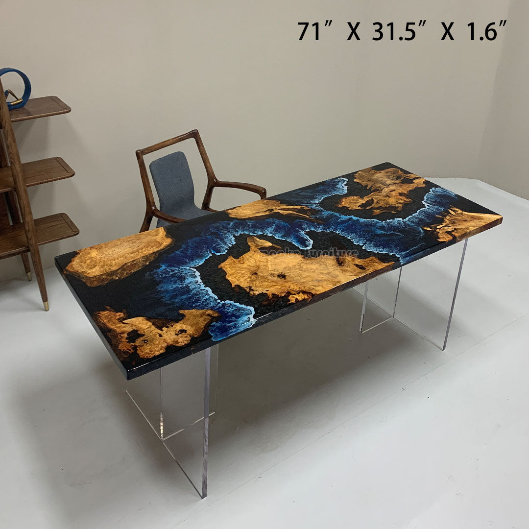 Resin Wood Dining Table - MOOKAFURNITURE