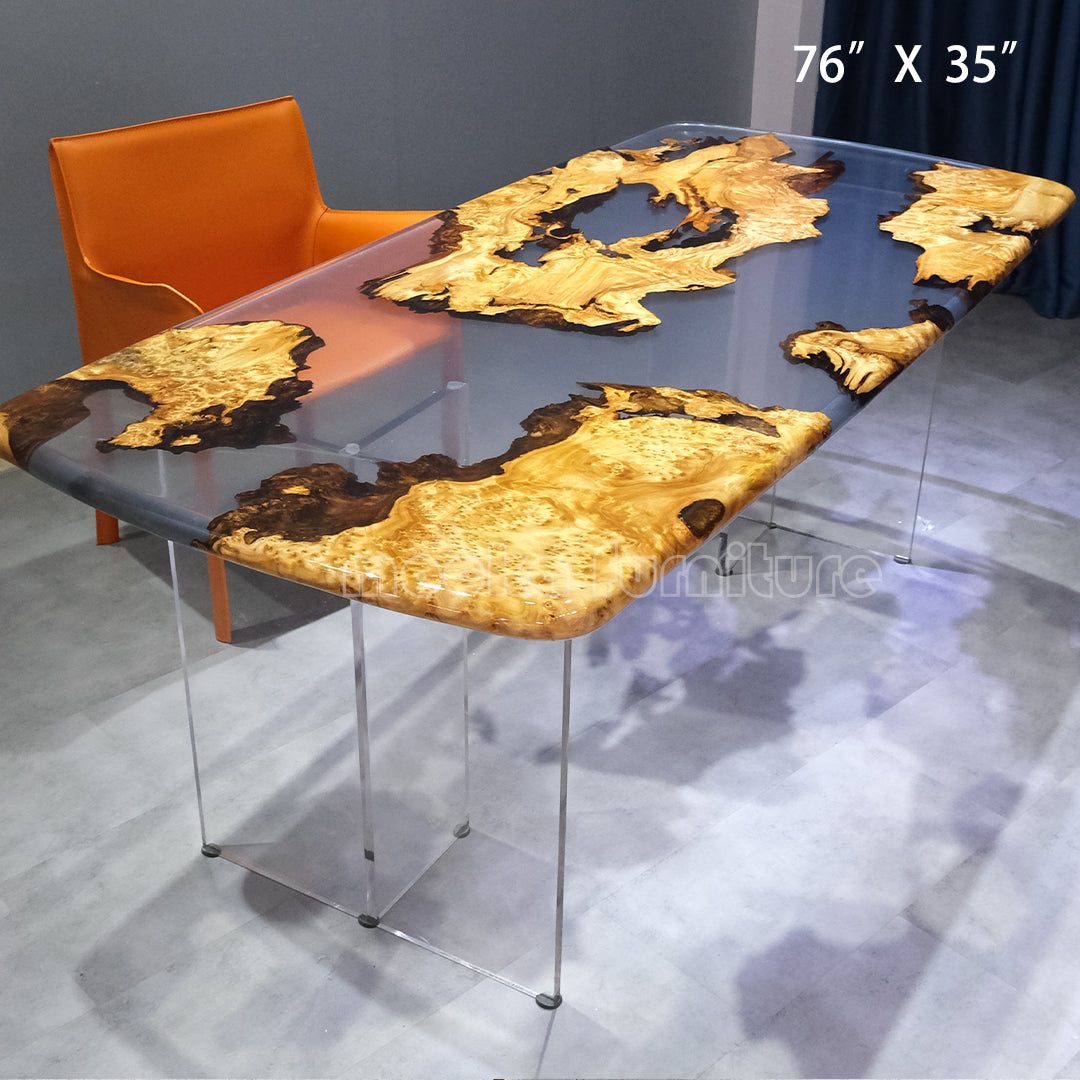 Resin Wood Dining Table - MOOKAFURNITURE