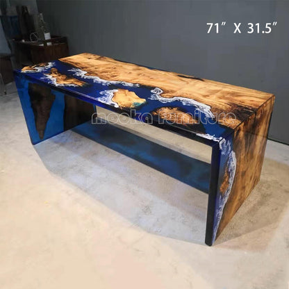 Resin Wood Dining Table - MOOKAFURNITURE