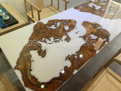 Resin Wood Dining Table - MOOKAFURNITURE