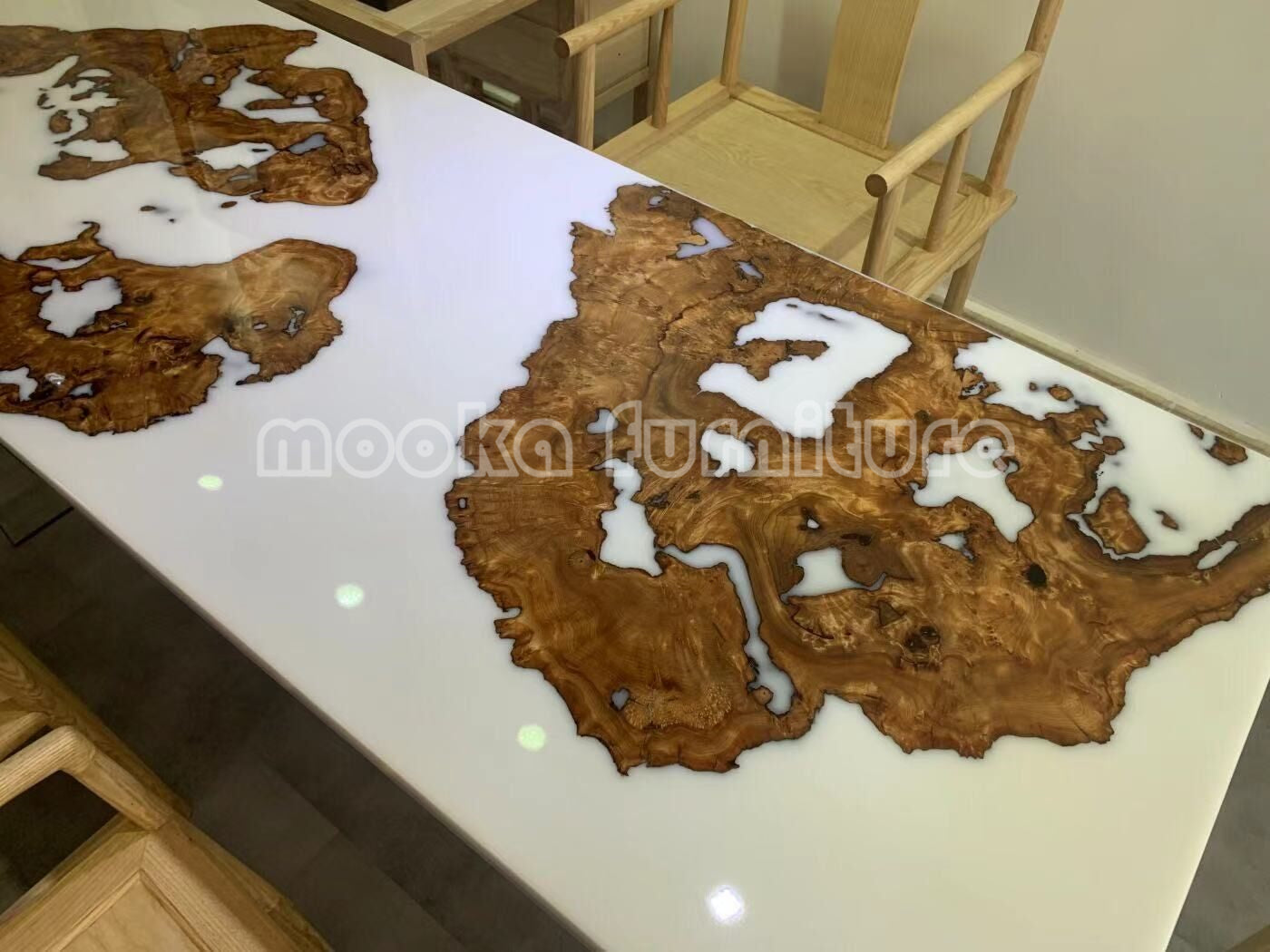 Resin Wood Dining Table - MOOKAFURNITURE