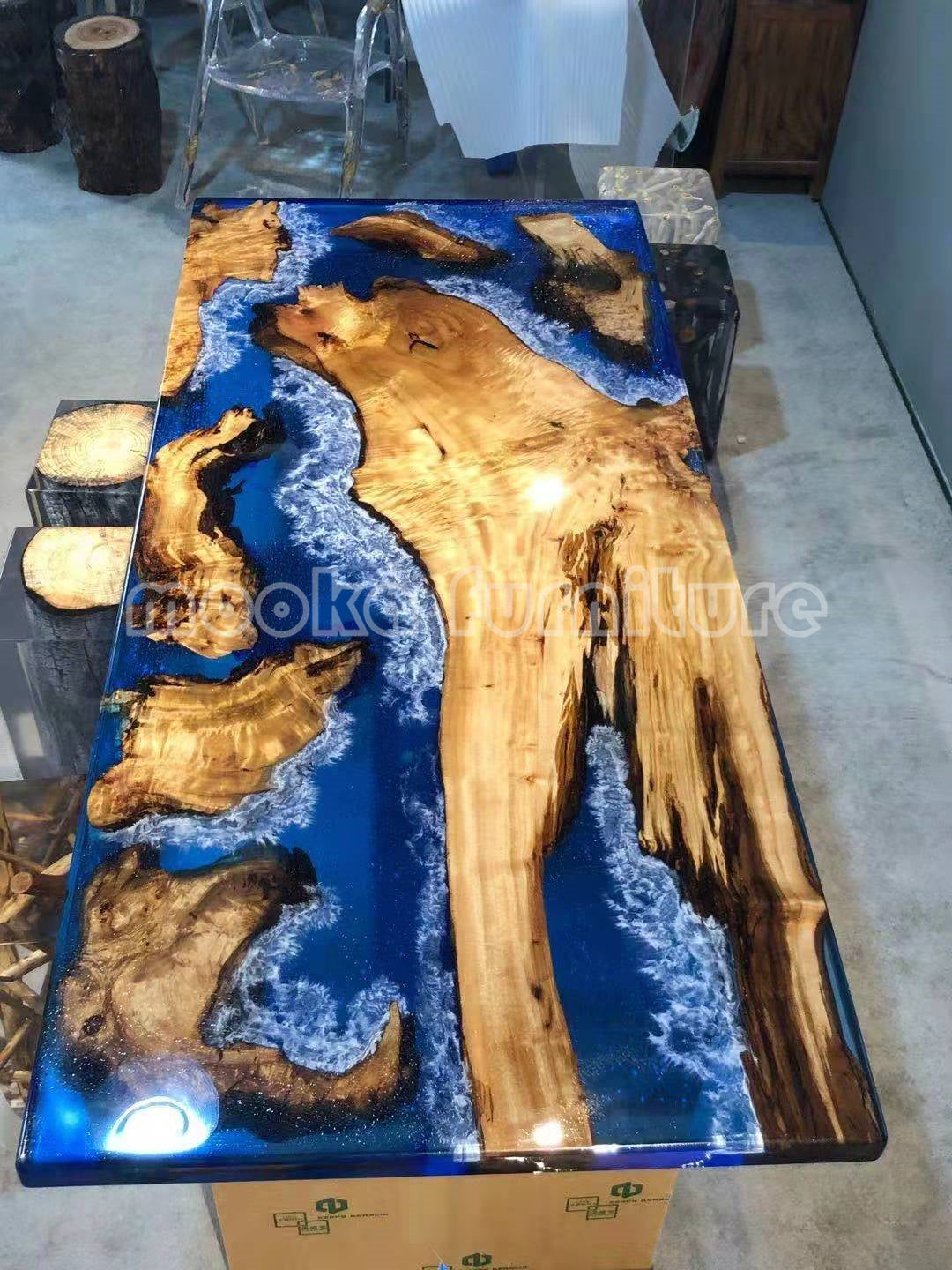 Resin Wood Dining Table - MOOKAFURNITURE