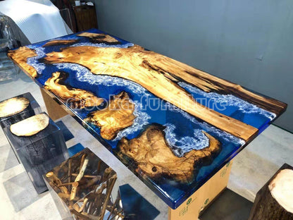 Resin Wood Dining Table - MOOKAFURNITURE