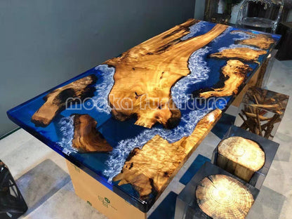 Resin Wood Dining Table - MOOKAFURNITURE