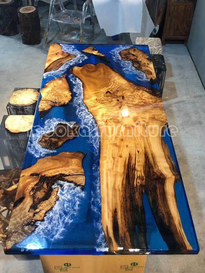 Resin Wood Dining Table - MOOKAFURNITURE