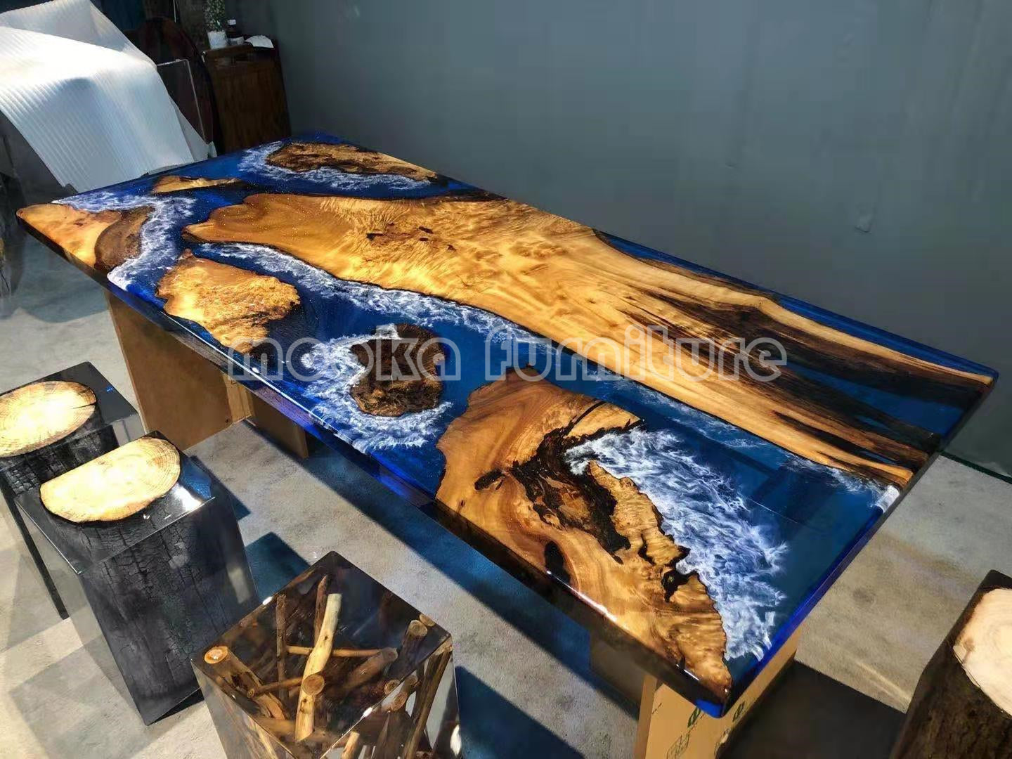 Resin Wood Dining Table - MOOKAFURNITURE