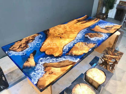 Resin Wood Dining Table - MOOKAFURNITURE