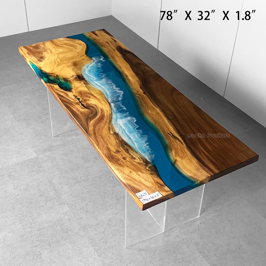 Resin Wood Dining Table - MOOKAFURNITURE