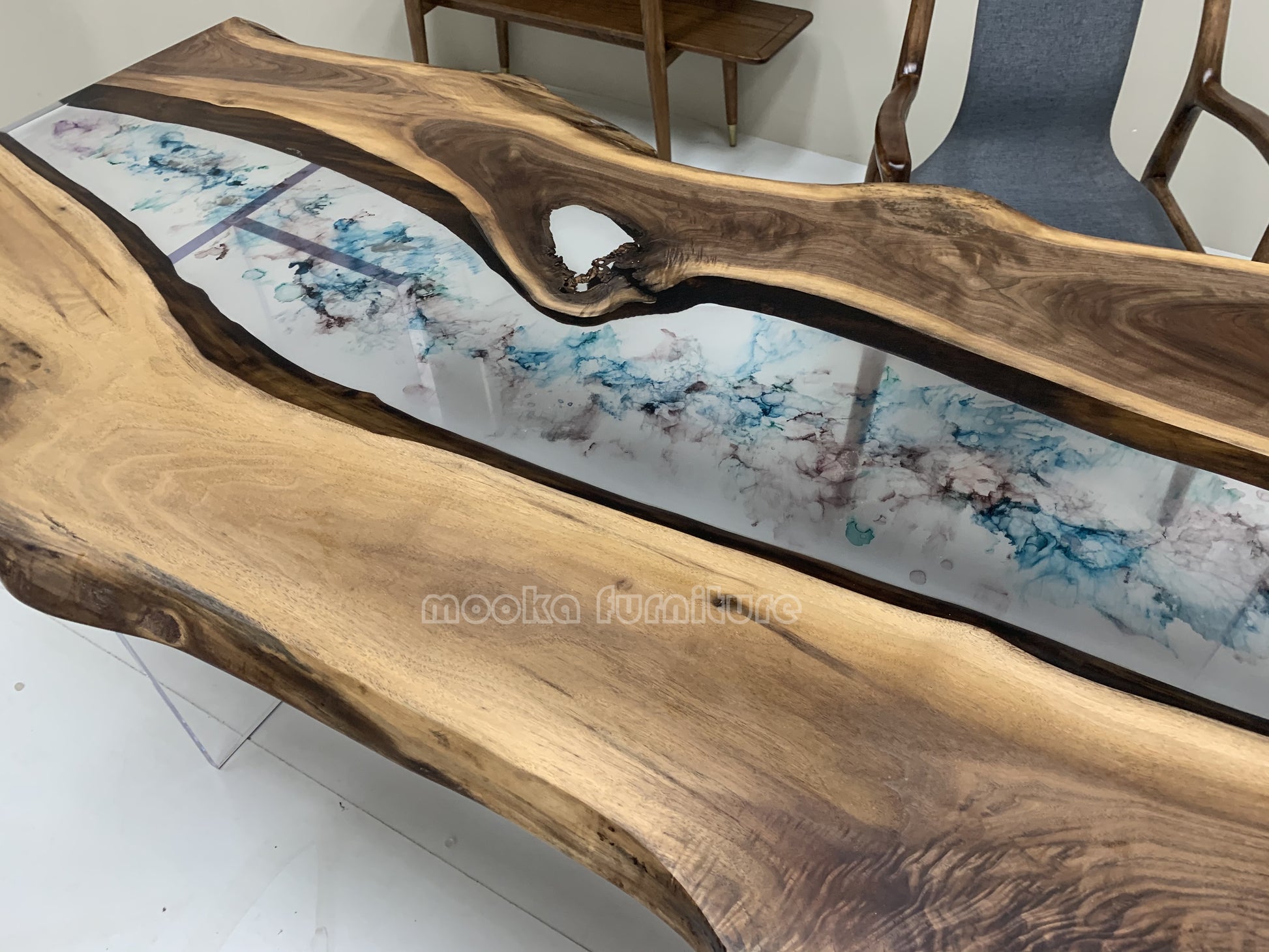 Resin Wood Dining Table - MOOKAFURNITURE