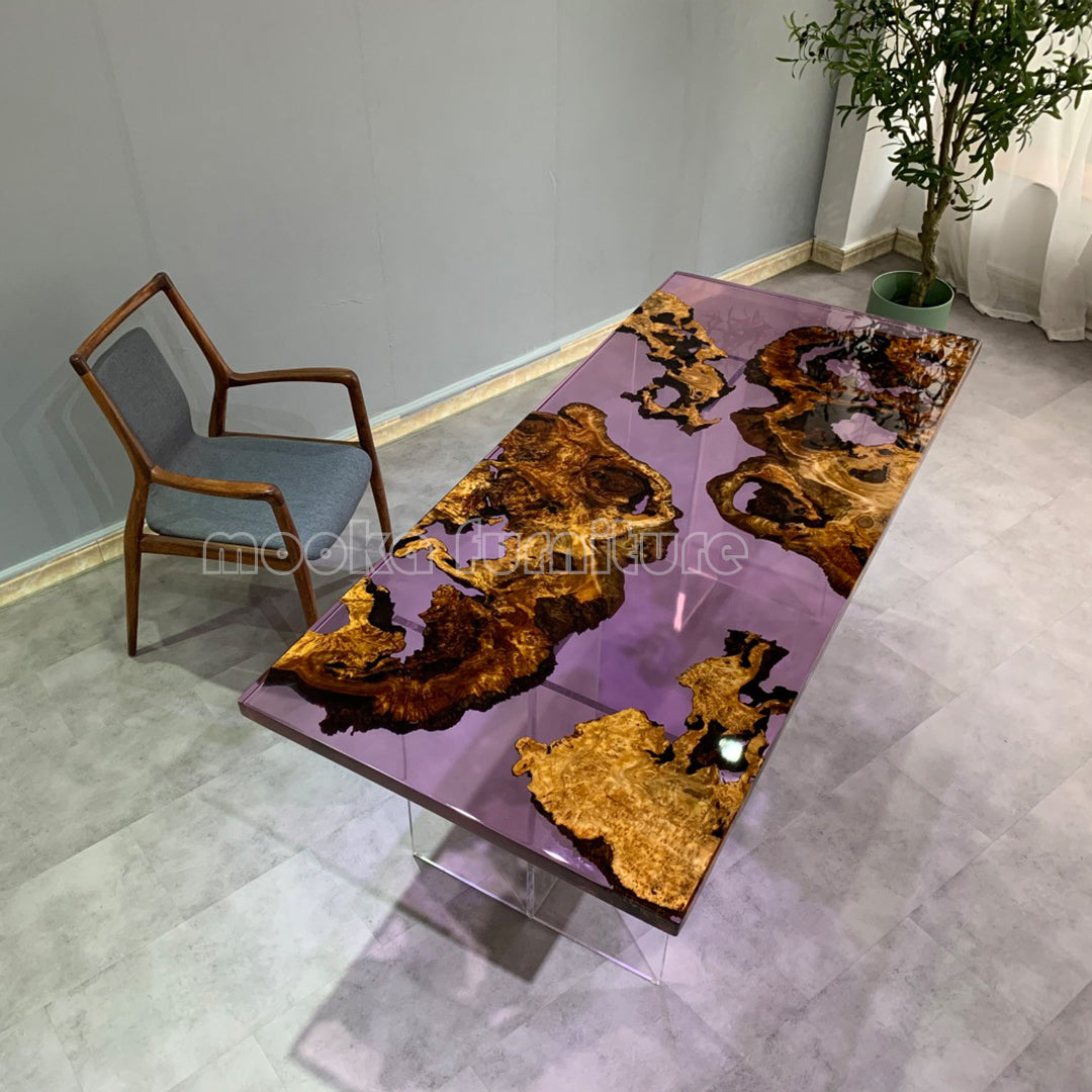 Resin Wood Dining Table - MOOKAFURNITURE