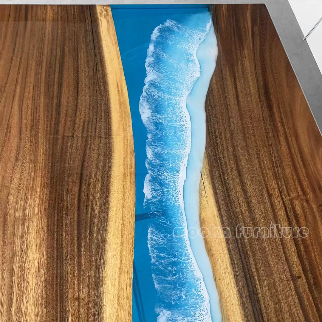 Resin Wood Dining Table - MOOKAFURNITURE