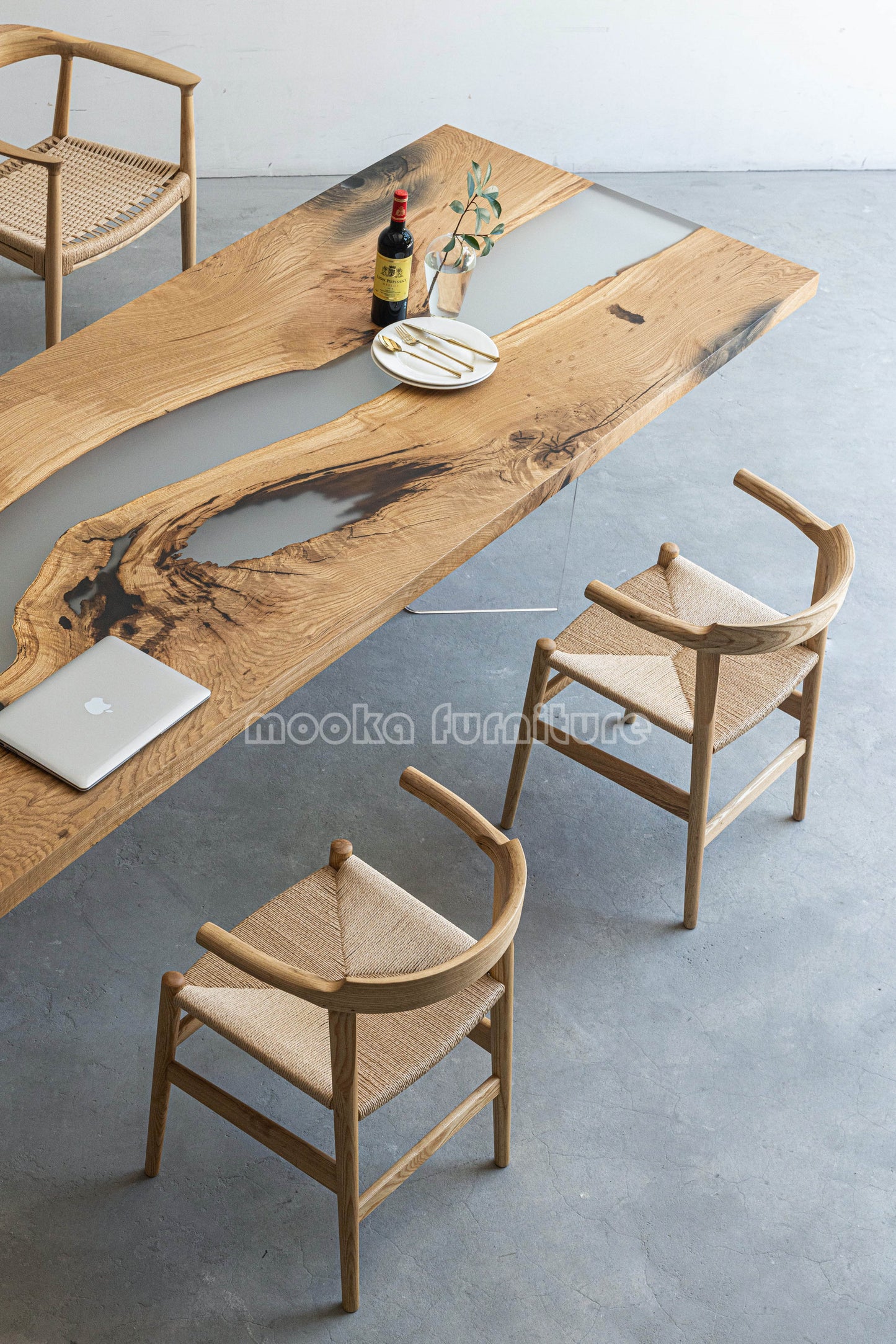 Resin Wood Dining Table - MOOKAFURNITURE