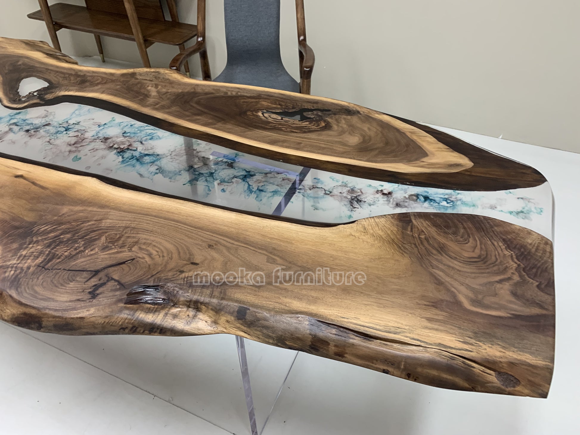 Resin Wood Dining Table - MOOKAFURNITURE