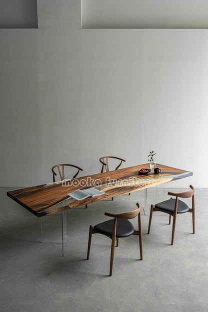 Resin Wood Dining Table - MOOKAFURNITURE