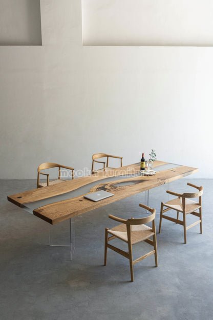 Resin Wood Dining Table - MOOKAFURNITURE