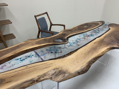 Resin Wood Dining Table - MOOKAFURNITURE