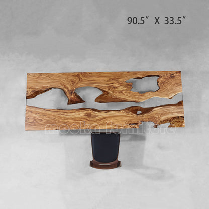 Resin Wood Dining Table - MOOKAFURNITURE