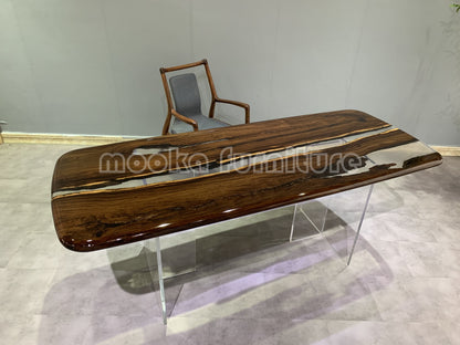 Resin Wood Dining Table - MOOKAFURNITURE