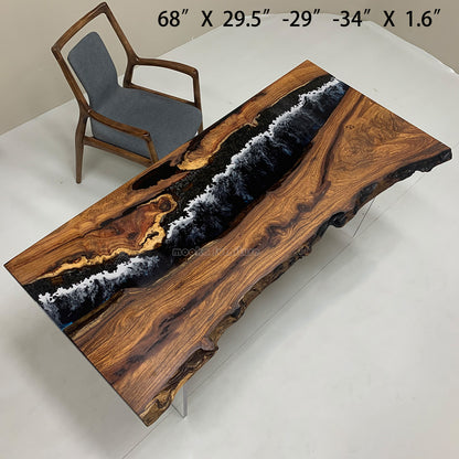 Resin Wood Dining Table - MOOKAFURNITURE