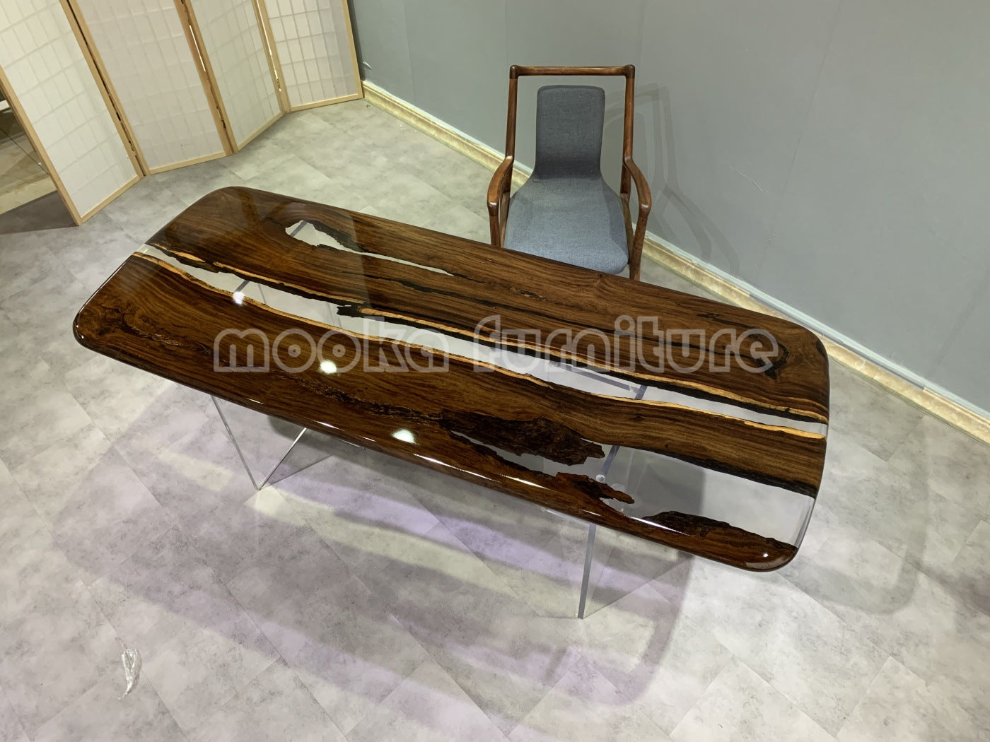 Resin Wood Dining Table - MOOKAFURNITURE