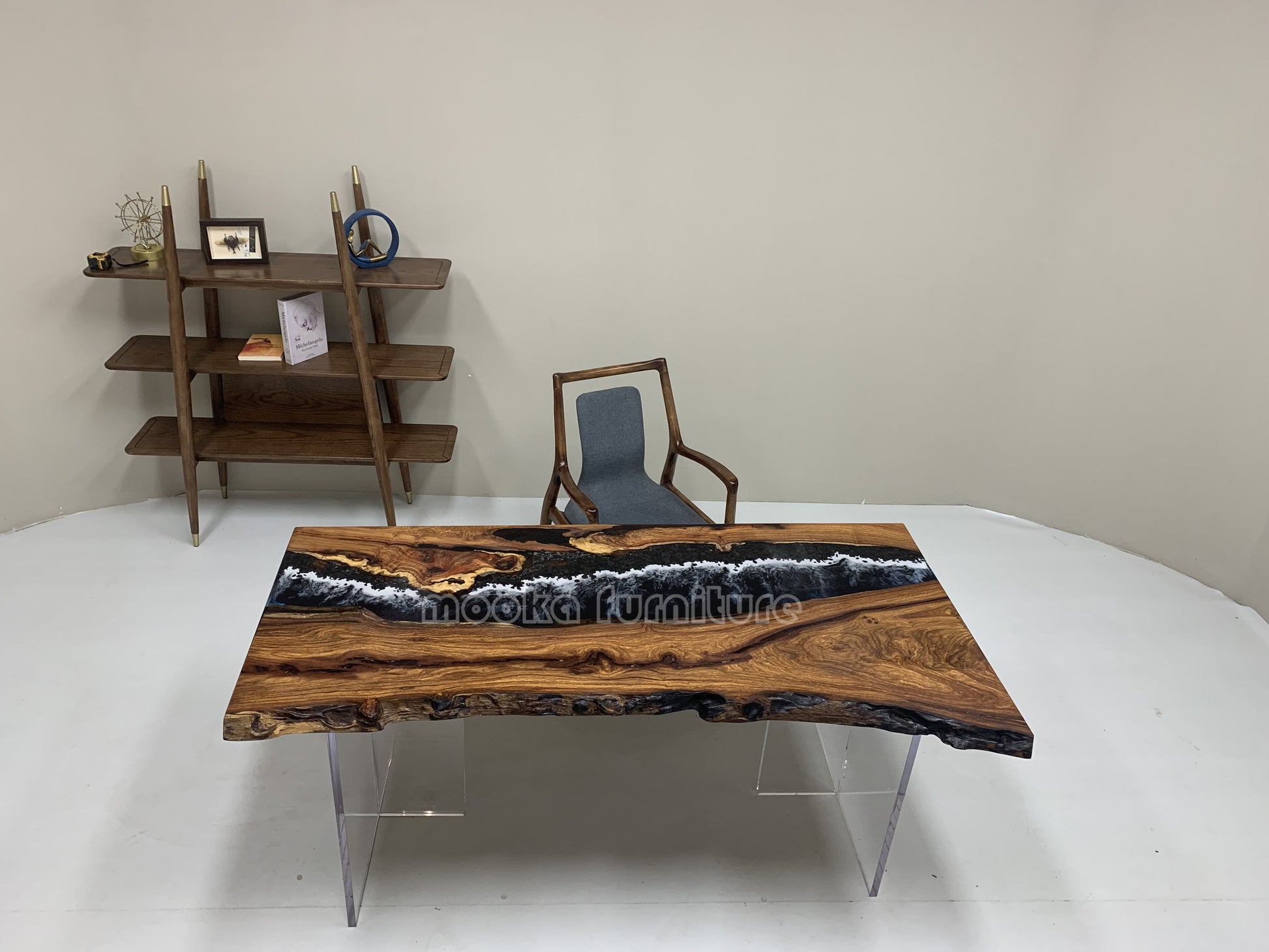 Resin Wood Dining Table - MOOKAFURNITURE