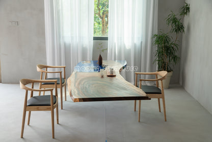 Resin Wood Dining Table - MOOKAFURNITURE