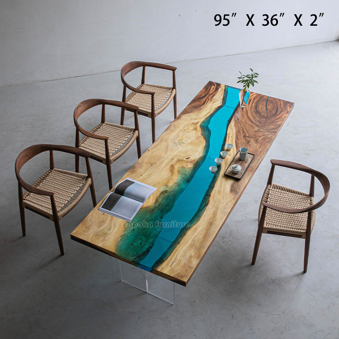 Resin Wood Dining Table - MOOKAFURNITURE