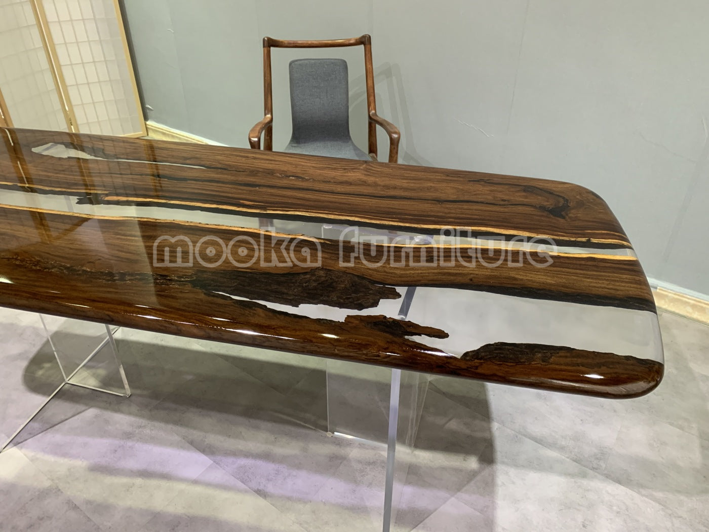 Resin Wood Dining Table - MOOKAFURNITURE