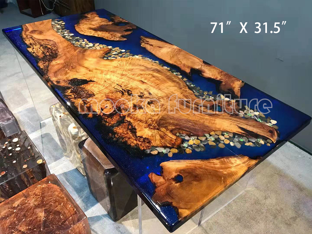 Resin Wood Dining Table - MOOKAFURNITURE