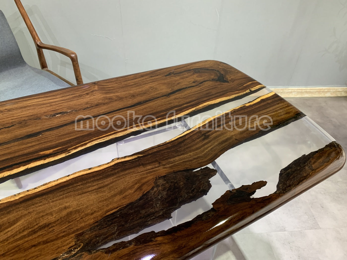 Resin Wood Dining Table - MOOKAFURNITURE