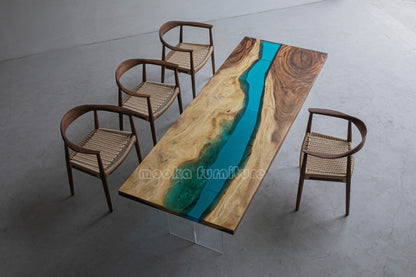 Resin Wood Dining Table - MOOKAFURNITURE