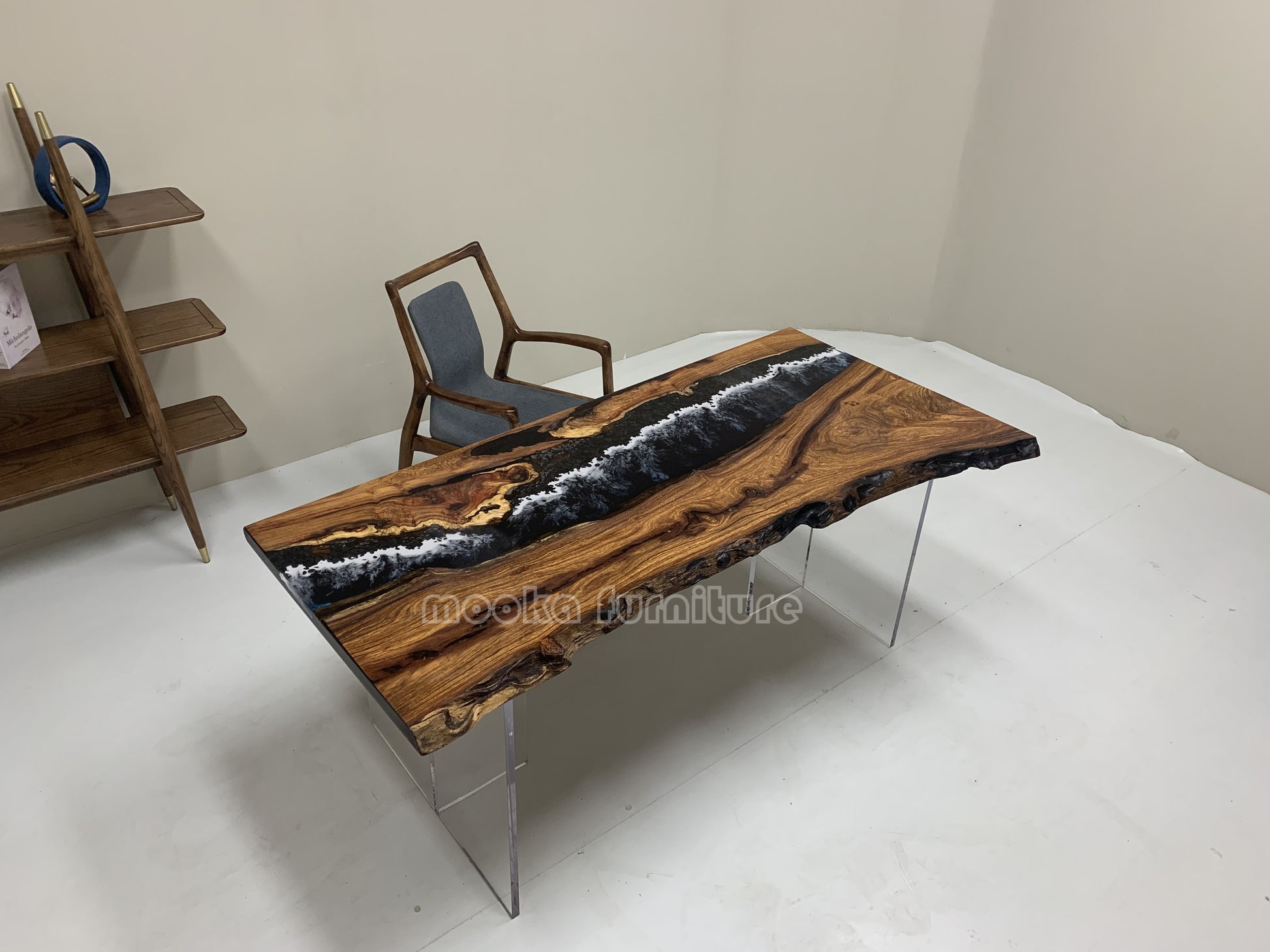 Resin Wood Dining Table - MOOKAFURNITURE